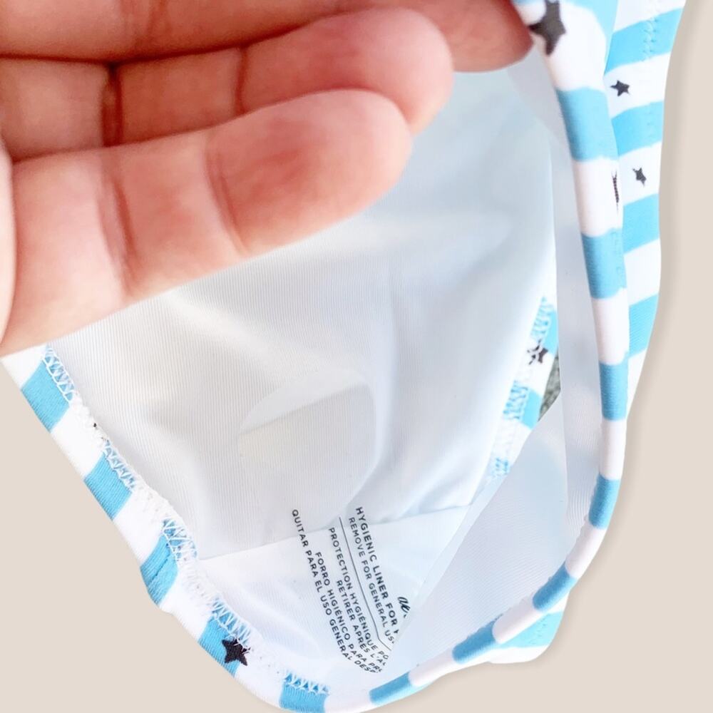 Aerie Cheeky Bikini Bottom Star Print Striped Tie Detail Blue White NWOT Size XL - Picture 3 of 10